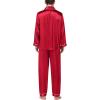 image:imageSWOMOG Mens Silk Satin Pajamas Set Long Sleeve Sleepwear ButtonDown Pj Twopiece Loungewear with Long Pants SXXLChristmas Red