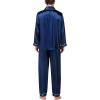image:imageSWOMOG Mens Silk Satin Pajamas Set Long Sleeve Sleepwear ButtonDown Pj Twopiece Loungewear with Long Pants SXXLNavy Blue