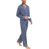 image:imageSWOMOG Mens Silk Satin Pajamas Set Long Sleeve Sleepwear ButtonDown Pj Twopiece Loungewear with Long Pants SXXLNavy Blue Flower