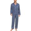 image:imageSWOMOG Mens Silk Satin Pajamas Set Long Sleeve Sleepwear ButtonDown Pj Twopiece Loungewear with Long Pants SXXLNavy Blue Flower