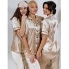 image:imageSWOMOG Women Satin Pajamas Set Short Sleeve Top amp Pants Sleepwear Silky Button Down Nightwear 2pcs Loungewear Pjs SetChampagne