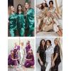 image:imageSWOMOG Women Satin Pajamas Set Short Sleeve Top amp Pants Sleepwear Silky Button Down Nightwear 2pcs Loungewear Pjs SetGreen