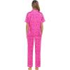 image:imageSWOMOG Women Satin Pajamas Set Short Sleeve Top amp Pants Sleepwear Silky Button Down Nightwear 2pcs Loungewear Pjs SetHot Pink Leopard