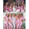 image:imageSWOMOG Women Satin Pajamas Set Short Sleeve Top amp Pants Sleepwear Silky Button Down Nightwear 2pcs Loungewear Pjs SetMisty Rose