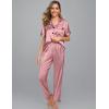 image:imageSWOMOG Women Satin Pajamas Set Short Sleeve Top amp Pants Sleepwear Silky Button Down Nightwear 2pcs Loungewear Pjs SetMisty Rose