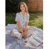 image:imageSWOMOG Women Satin Pajamas Set Short Sleeve Top amp Pants Sleepwear Silky Button Down Nightwear 2pcs Loungewear Pjs SetWhite