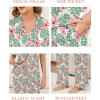 image:imageSWOMOG Women Satin Pajamas Set Short Sleeve Top amp Pants Sleepwear Silky Button Down Nightwear 2pcs Loungewear Pjs SetZfloral Light Green