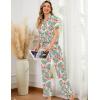 image:imageSWOMOG Women Satin Pajamas Set Short Sleeve Top amp Pants Sleepwear Silky Button Down Nightwear 2pcs Loungewear Pjs SetZfloral Light Green