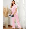 image:imageSWOMOG Women Satin Pajamas Set Short Sleeve Top amp Pants Sleepwear Silky Button Down Nightwear 2pcs Loungewear Pjs SetZpink
