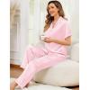 image:imageSWOMOG Women Satin Pajamas Set Short Sleeve Top amp Pants Sleepwear Silky Button Down Nightwear 2pcs Loungewear Pjs SetZpink