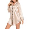 image:imageSWOMOG Womens Satin Sleep Shirt Long Sleeve Sleepwear Silk Nightshirt Button Down Pajama TopChampagne