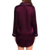 image:imageSWOMOG Womens Satin Sleep Shirt Long Sleeve Sleepwear Silk Nightshirt Button Down Pajama TopWineberry