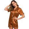 image:imageSWOMOG Womens Silk Satin Pajamas Set Short Sleeve Sleepwear Button Down Top and Shorts Loungewear 2 Piece Pjs Set XS3XLBurnt Orange