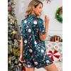 image:imageSWOMOG Womens Silk Satin Pajamas Set Short Sleeve Sleepwear Button Down Top and Shorts Loungewear 2 Piece Pjs Set XS3XLChristmas Delight Print