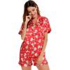image:imageSWOMOG Womens Silk Satin Pajamas Set Short Sleeve Sleepwear Button Down Top and Shorts Loungewear 2 Piece Pjs Set XS3XLChristmas Gift Red
