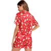 image:imageSWOMOG Womens Silk Satin Pajamas Set Short Sleeve Sleepwear Button Down Top and Shorts Loungewear 2 Piece Pjs Set XS3XLChristmas Gift Red