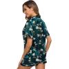 image:imageSWOMOG Womens Silk Satin Pajamas Set Short Sleeve Sleepwear Button Down Top and Shorts Loungewear 2 Piece Pjs Set XS3XLDeep Green Floral