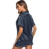 image:imageSWOMOG Womens Silk Satin Pajamas Set Short Sleeve Sleepwear Button Down Top and Shorts Loungewear 2 Piece Pjs Set XS3XLDeep Grey
