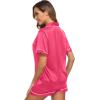 image:imageSWOMOG Womens Silk Satin Pajamas Set Short Sleeve Sleepwear Button Down Top and Shorts Loungewear 2 Piece Pjs Set XS3XLFandango Pink