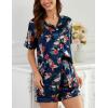 image:imageSWOMOG Womens Silk Satin Pajamas Set Short Sleeve Sleepwear Button Down Top and Shorts Loungewear 2 Piece Pjs Set XS3XLFloral Leopard