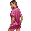 image:imageSWOMOG Womens Silk Satin Pajamas Set Short Sleeve Sleepwear Button Down Top and Shorts Loungewear 2 Piece Pjs Set XS3XLGrapefruit