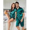 image:imageSWOMOG Womens Silk Satin Pajamas Set Short Sleeve Sleepwear Button Down Top and Shorts Loungewear 2 Piece Pjs Set XS3XLGreenstyle 3