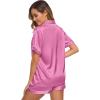 image:imageSWOMOG Womens Silk Satin Pajamas Set Short Sleeve Sleepwear Button Down Top and Shorts Loungewear 2 Piece Pjs Set XS3XLMauve Pink