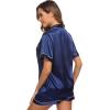 image:imageSWOMOG Womens Silk Satin Pajamas Set Short Sleeve Sleepwear Button Down Top and Shorts Loungewear 2 Piece Pjs Set XS3XLNavy Blue