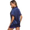 image:imageSWOMOG Womens Silk Satin Pajamas Set Short Sleeve Sleepwear Button Down Top and Shorts Loungewear 2 Piece Pjs Set XS3XLNavy Blue Dots