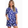 image:imageSWOMOG Womens Silk Satin Pajamas Set Short Sleeve Sleepwear Button Down Top and Shorts Loungewear 2 Piece Pjs Set XS3XLPolar Bear Blue
