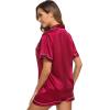 image:imageSWOMOG Womens Silk Satin Pajamas Set Short Sleeve Sleepwear Button Down Top and Shorts Loungewear 2 Piece Pjs Set XS3XLScarlet Red