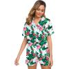 image:imageSWOMOG Womens Silk Satin Pajamas Set Short Sleeve Sleepwear Button Down Top and Shorts Loungewear 2 Piece Pjs Set XS3XLTropic