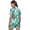 image:imageSWOMOG Womens Silk Satin Pajamas Set Short Sleeve Sleepwear Button Down Top and Shorts Loungewear 2 Piece Pjs Set XS3XLWhite Leaves
