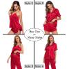 image:imageSWOMOG Womens Silk Satin Pajamas Sets 4pcs Sleepwear Sexy Cami Shorts Set and Button Down Short Sleeve Pjs LoungewearChristmas Red