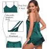 image:imageSWOMOG Womens Silk Satin Pajamas Sets 4pcs Sleepwear Sexy Cami Shorts Set and Button Down Short Sleeve Pjs LoungewearSolid Color Green