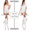 image:imageSWOMOG Womens Silk Satin Pajamas Sets 4pcs Sleepwear Sexy Cami Shorts Set and Button Down Short Sleeve Pjs LoungewearSolid Color White