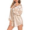 image:imageSWOMOG Womens Satin Sleep Shirt Long Sleeve Sleepwear Silk Nightshirt Button Down Pajama TopChampagne