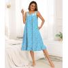 image:imageSWOMOG Cotton Nightgowns for Women Sleeveless Button Down Night Gown Soft Victorian Nightdress House Dress with PocketsBlue Flower