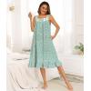 image:imageSWOMOG Cotton Nightgowns for Women Sleeveless Button Down Night Gown Soft Victorian Nightdress House Dress with PocketsGreen White