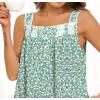 image:imageSWOMOG Cotton Nightgowns for Women Sleeveless Button Down Night Gown Soft Victorian Nightdress House Dress with PocketsGreen White