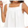 image:imageSWOMOG Cotton Nightgowns for Women Sleeveless Button Down Night Gown Soft Victorian Nightdress House Dress with PocketsWhite