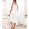 image:imageSWOMOG Cotton Nightgowns for Women Sleeveless Button Down Night Gown Soft Victorian Nightdress House Dress with PocketsWhite