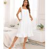 image:imageSWOMOG Cotton Nightgowns for Women Sleeveless Button Down Night Gown Soft Victorian Nightdress House Dress with PocketsWhite