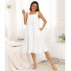 image:imageSWOMOG Cotton Nightgowns for Women Sleeveless Button Down Night Gown Soft Victorian Nightdress House Dress with PocketsWhite