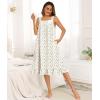 image:imageSWOMOG Cotton Nightgowns for Women Sleeveless Button Down Night Gown Soft Victorian Nightdress House Dress with PocketsWhite Flower