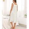 image:imageSWOMOG Cotton Nightgowns for Women Sleeveless Button Down Night Gown Soft Victorian Nightdress House Dress with PocketsWhite Flower