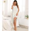 image:imageSWOMOG Cotton Nightgowns for Women Sleeveless Button Down Night Gown Soft Victorian Nightdress House Dress with PocketsWhite Flower