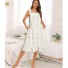 image:imageSWOMOG Cotton Nightgowns for Women Sleeveless Button Down Night Gown Soft Victorian Nightdress House Dress with PocketsWhite Flower