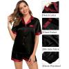 image:imageSWOMOG Couples Pajama Set Women amp Men Silk Satin Short Sleeve Set Top and Shorts Sleepwear Soft ButtonDown LoungewearBlackRed