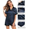 image:imageSWOMOG Couples Pajama Set Women amp Men Silk Satin Short Sleeve Set Top and Shorts Sleepwear Soft ButtonDown LoungewearDeep Grey